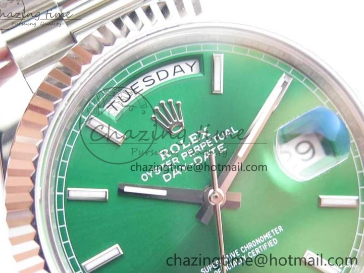 on SS SS Dial Day-Date Dial Green 904 New Markers Bracelet A2836 228239 Version BP 40mm President Stick 0313